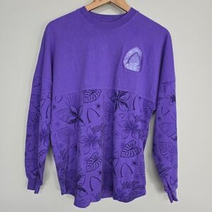 Disney Aulani Spirit Jersey Womens XS Purple Floral Glitter Aloha Hawaii Top